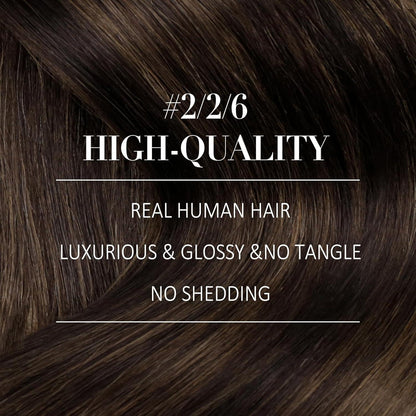 Clip-in Echthaar Extensions Braun Balayage 30cm 80g