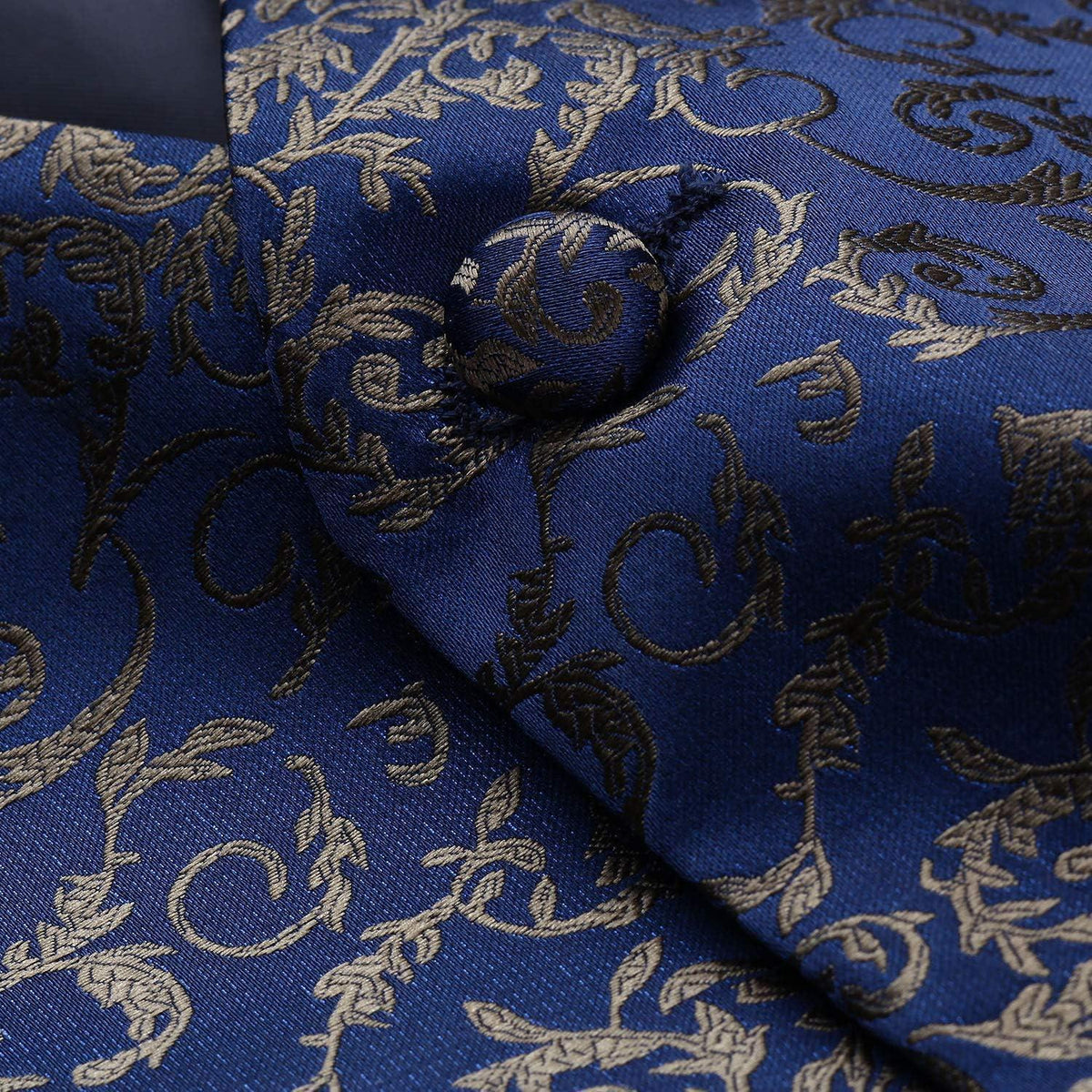 Herren Anzugweste Set Paisley Krawatte Einstecktuch Marine 3XL
