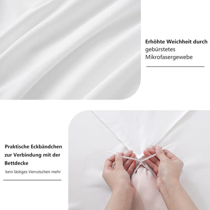Luxus Bettwäsche Set 200x200 Weiß Mikrofaser Kissenbezüge