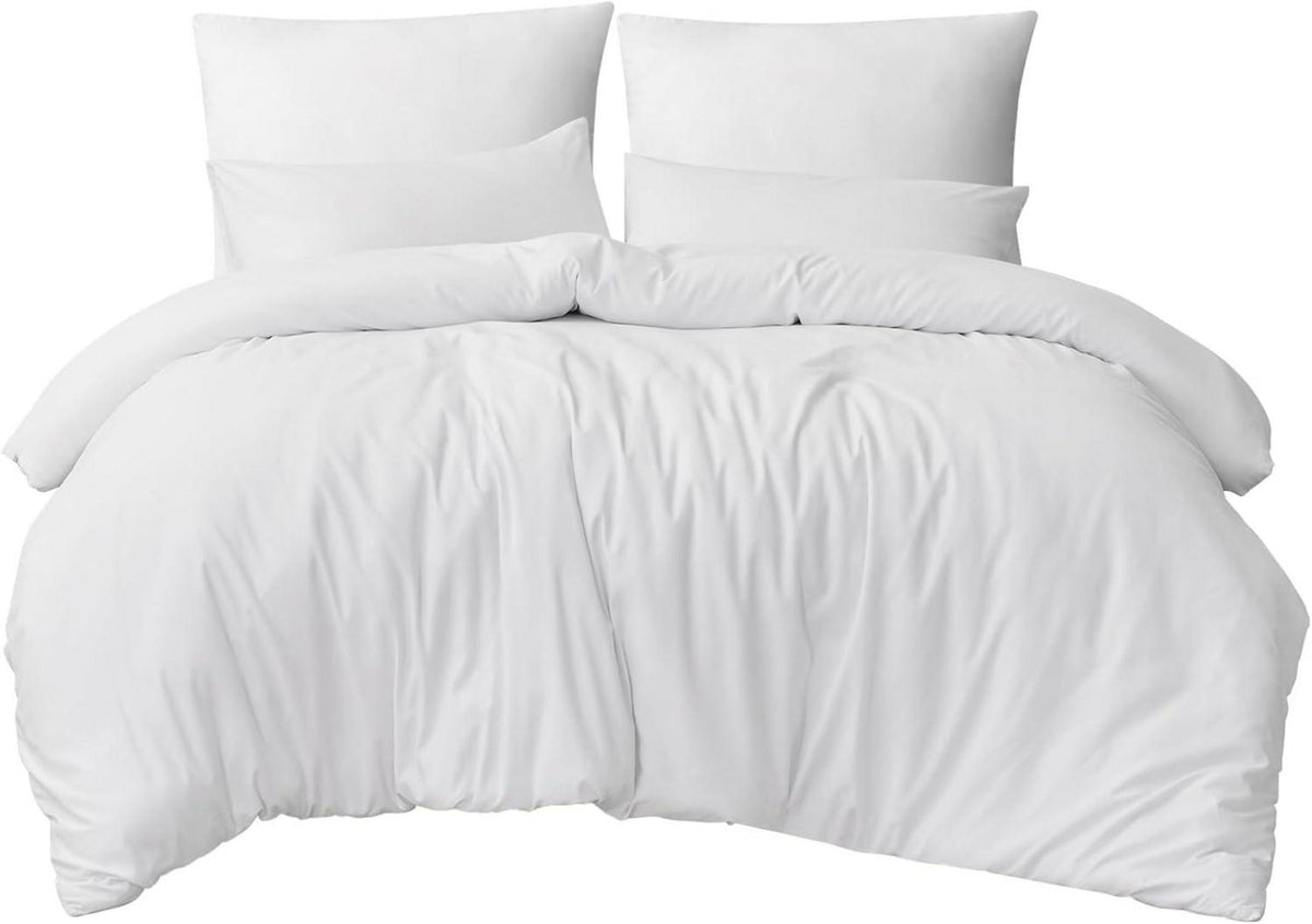Luxus Bettwäsche Set 200x200 Weiß Mikrofaser Kissenbezüge