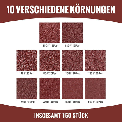 WORKPRO 150 Stück 125mm Klett Schleifscheiben Schleifpapier