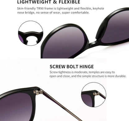 Runde Vintage Sonnenbrille Damen Retro Stil Polarisiert UV400 Schutz