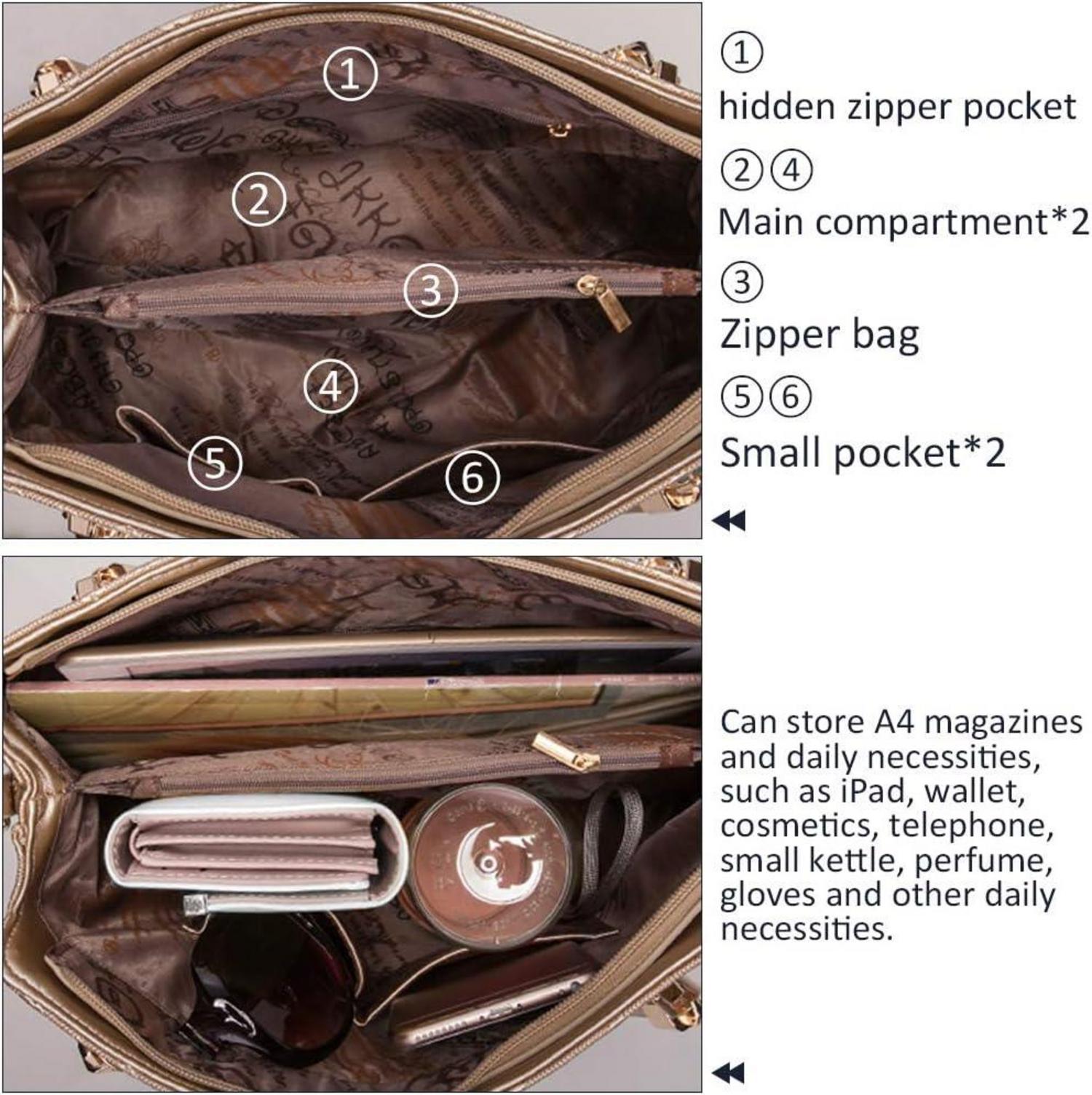 Damen Handtaschen Set Mittelgroß Umhängetasche Portemonnaie Clutch