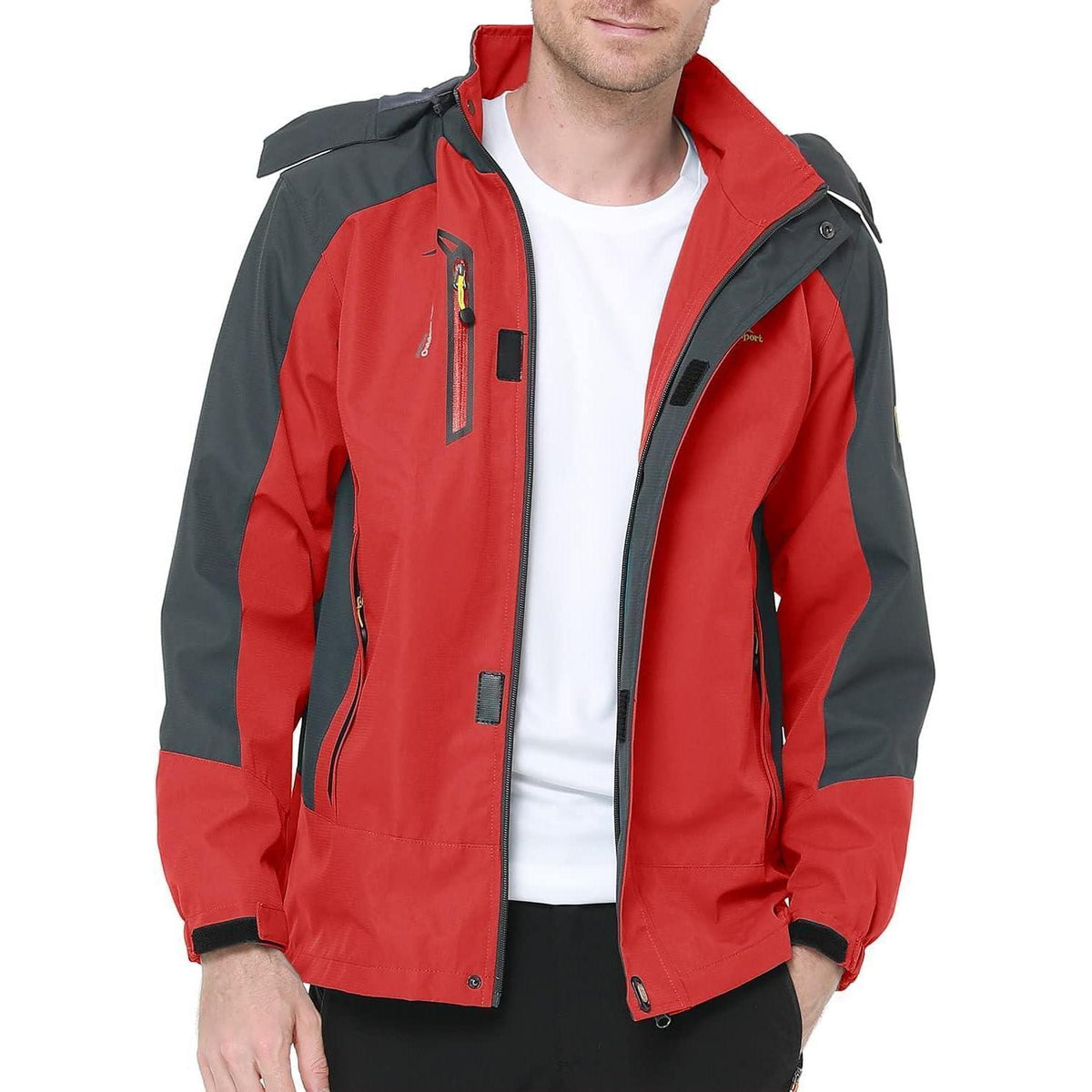 Herren Übergangsjacke Wasserabweisend mit Kapuze Rot L