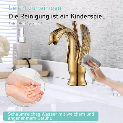 Goldener Waschtischarmatur mit Schwanen Design