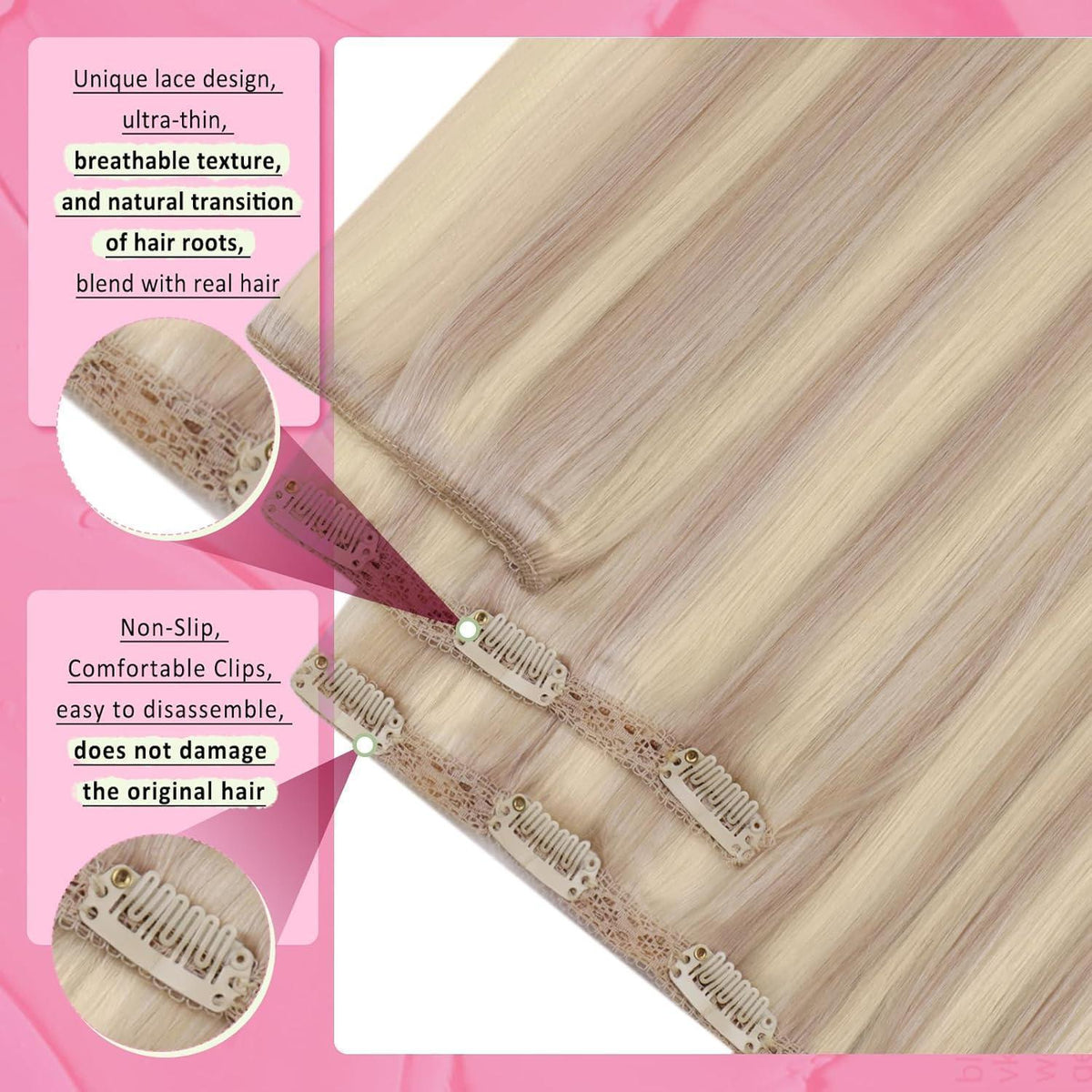 Clip-in Echthaar Extensions Blond 45cm – 120g