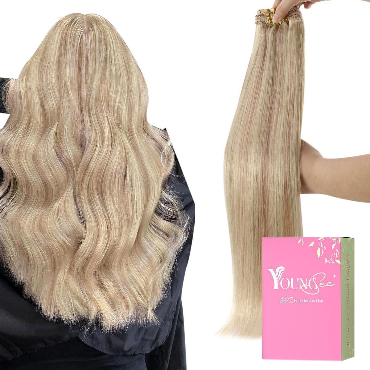 Echthaar Clip-Ins Aschblond 35cm – Remy Haarverlängerung