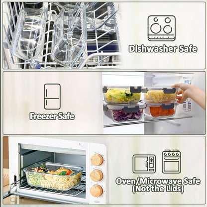 Glas-Frischhaltedosen Set 625 ml 10 Stück Mahlzeiten