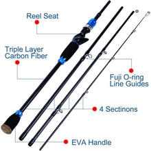 Sougayilang Angelruten-Set Baitcastingrolle 7.0:1 Reise 2.1M