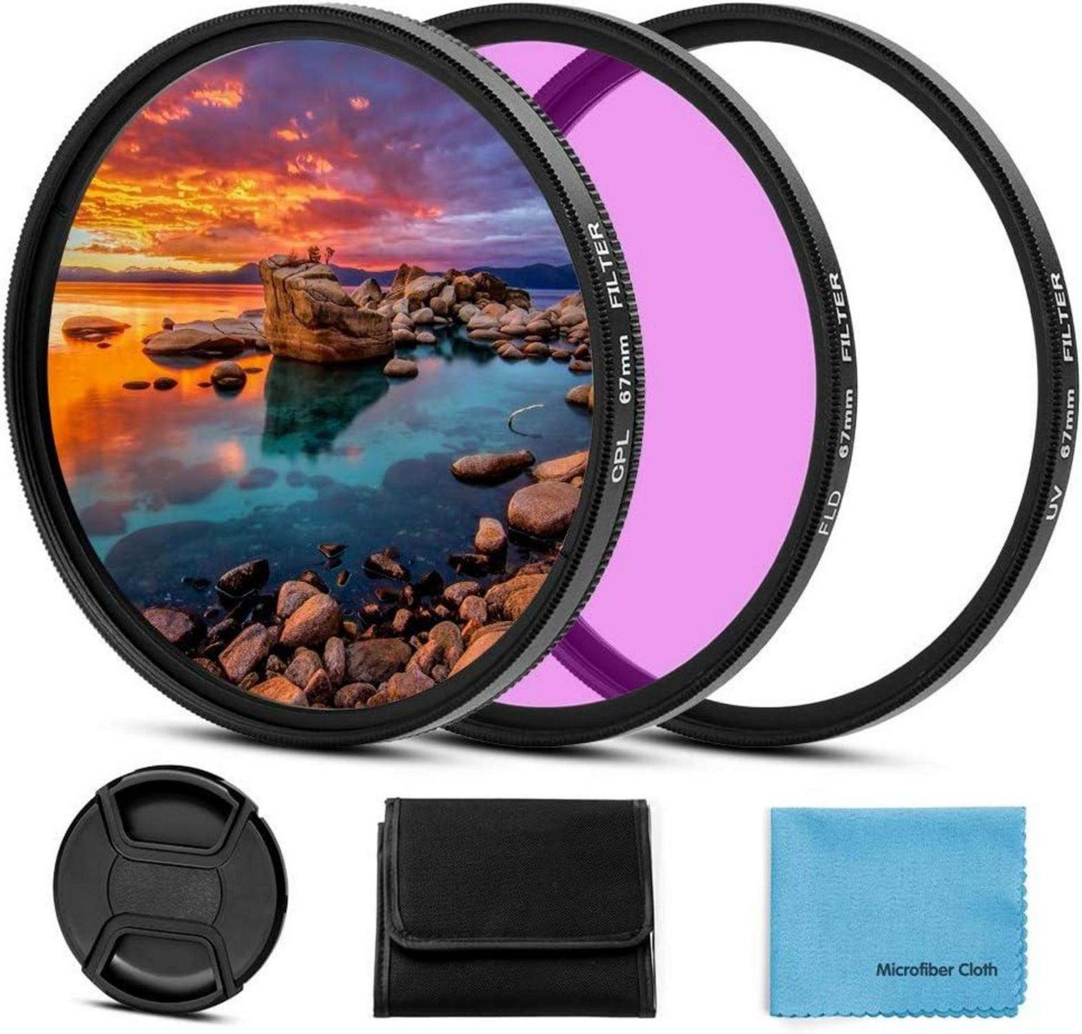 52mm Filter Kit UV CPL FLD Objektivfilter Set mit Pinch Objektivdeckel
