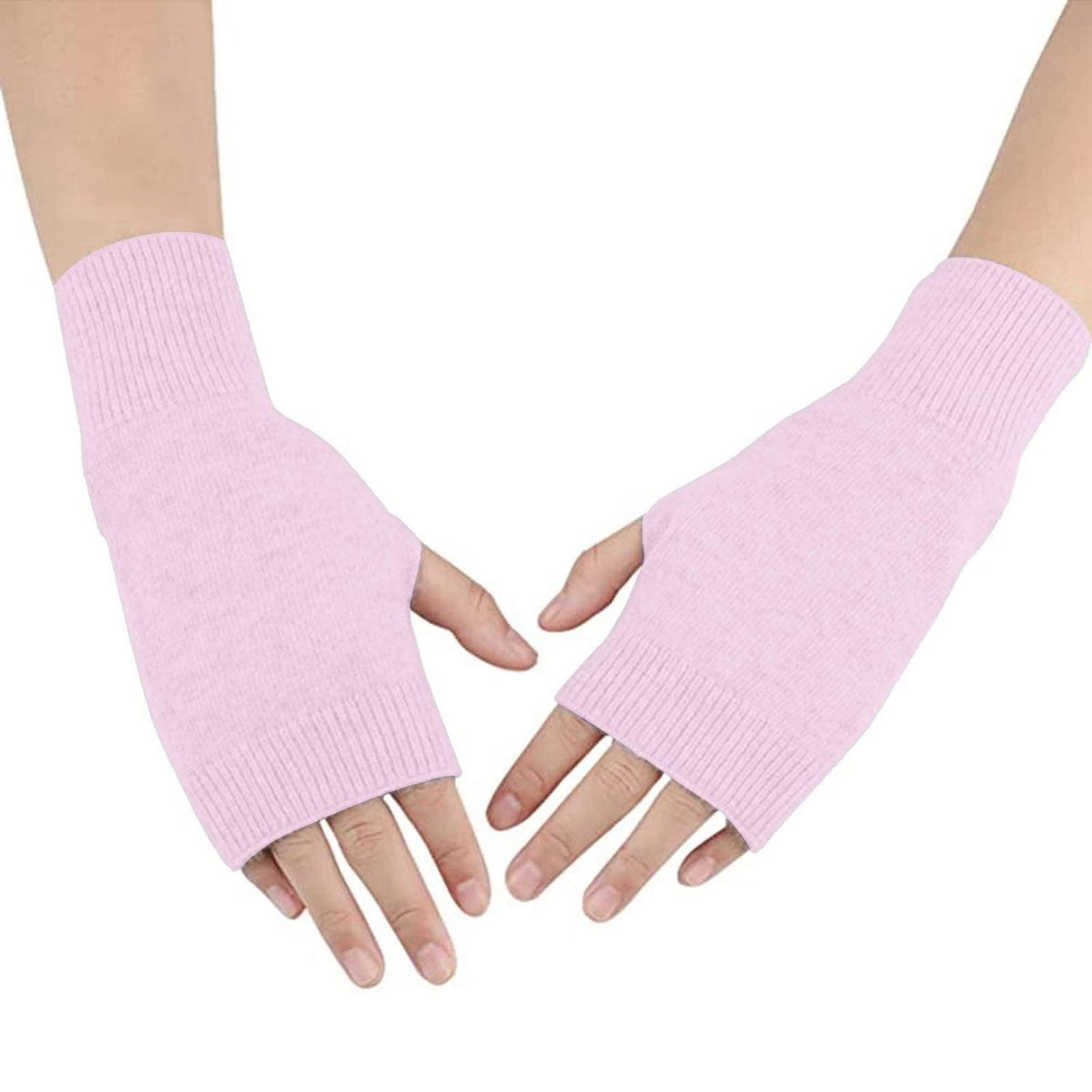 Damen Fingerlose Handschuhe Gestrickt Rosa