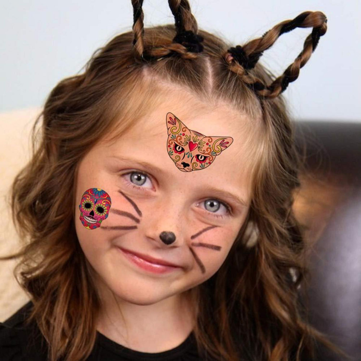 HOWAF Tag der Toten Tattoos Kinder 100 Stück Hautfreundlich Halloween Party Set