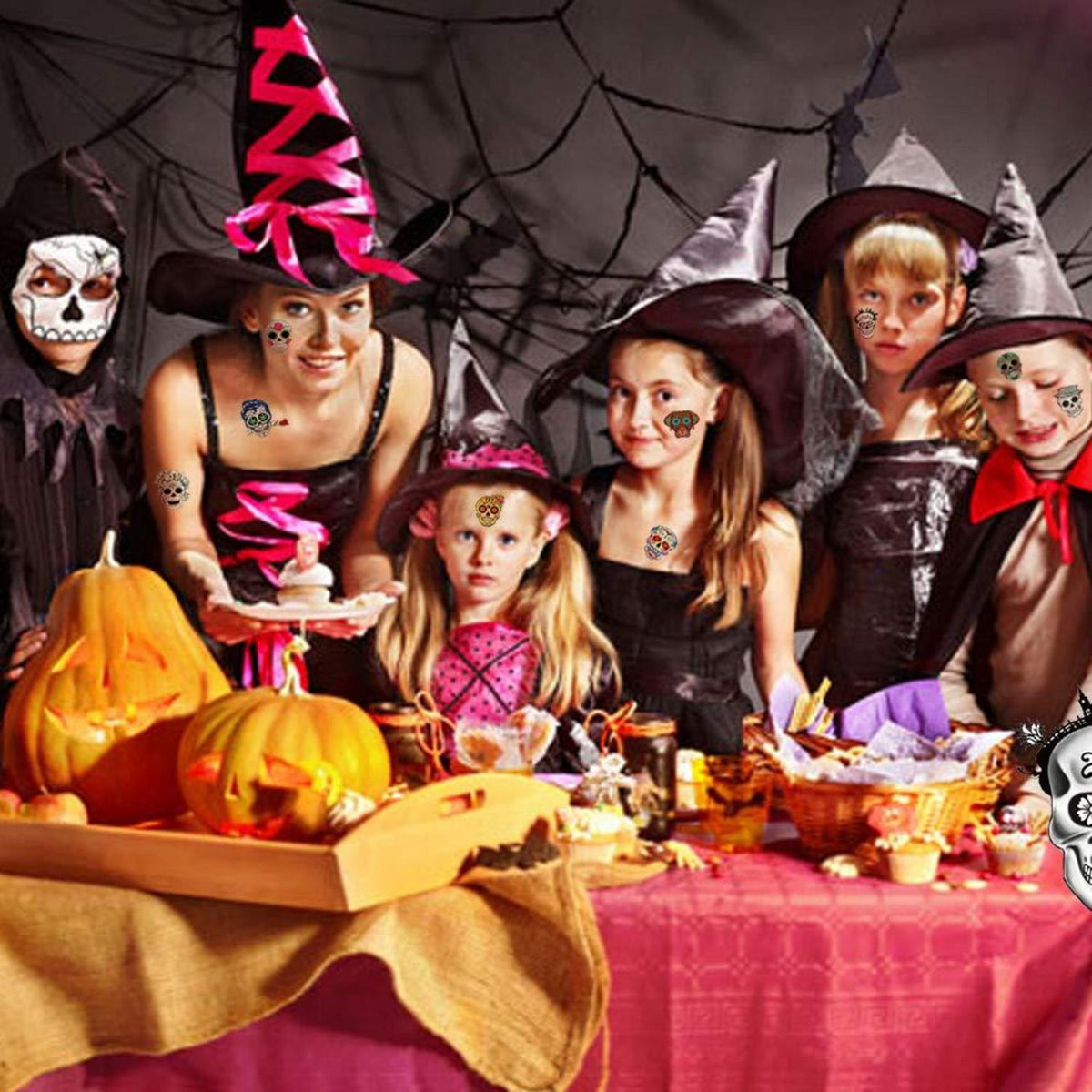 Halloween Tag der Toten Tattoos Set Kinder 100 Stück Hautfreundlich