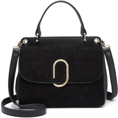 Elegante Damenhandtasche Schwarz Schultertasche 16cm