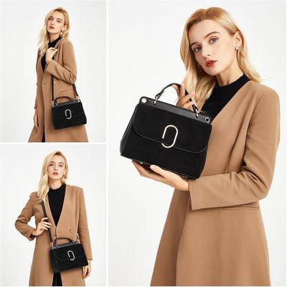 Elegante Damenhandtasche Schwarz Schultertasche 16cm