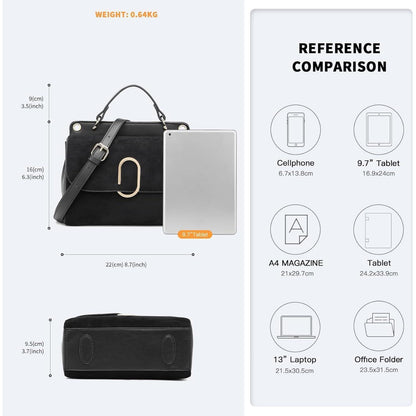 Elegante Damenhandtasche Schwarz Schultertasche 16cm