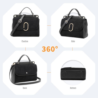 Elegante Damenhandtasche Schwarz Schultertasche 16cm