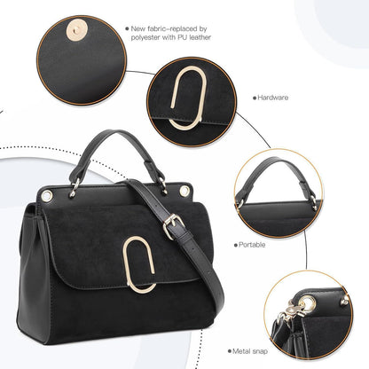 Elegante Damenhandtasche Schwarz Schultertasche 16cm