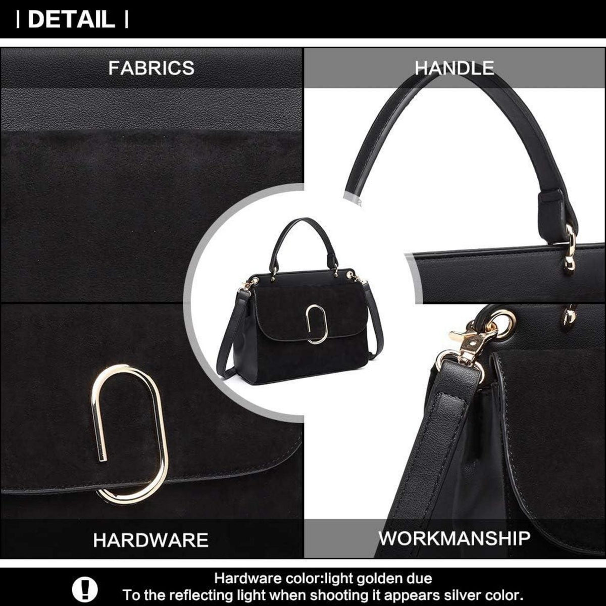 Elegante kleine Damenhandtasche Schwarz PU-Leder Umhängetasche