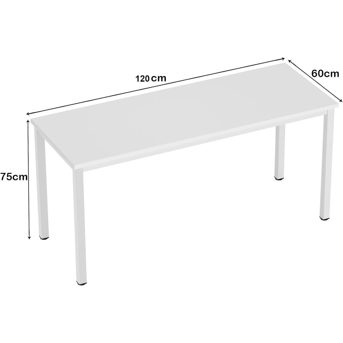 Schreibtisch 120x60 cm Weiß mit Metallgestell