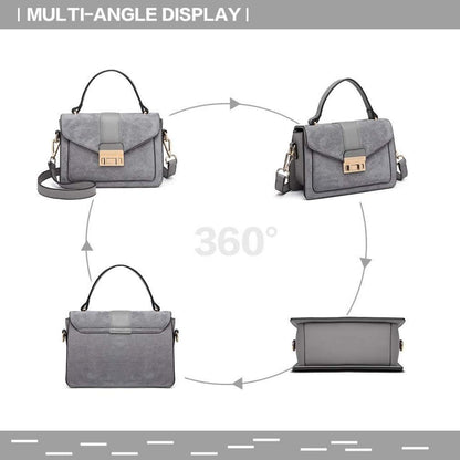 Damen Handtasche Klein Schultertasche Umhängetasche Elegante Kunstleder Schwarz