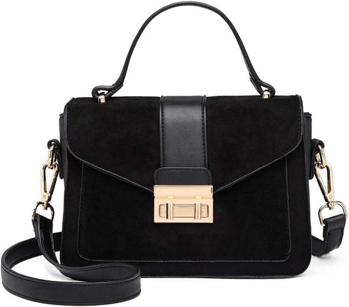 Elegante Damen Handtasche Klein Umhängetasche Schultertasche Schwarz
