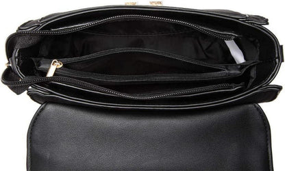 Miss Lulu Damen Handtasche Klein Henkeltasche Schultertasche Schwarz
