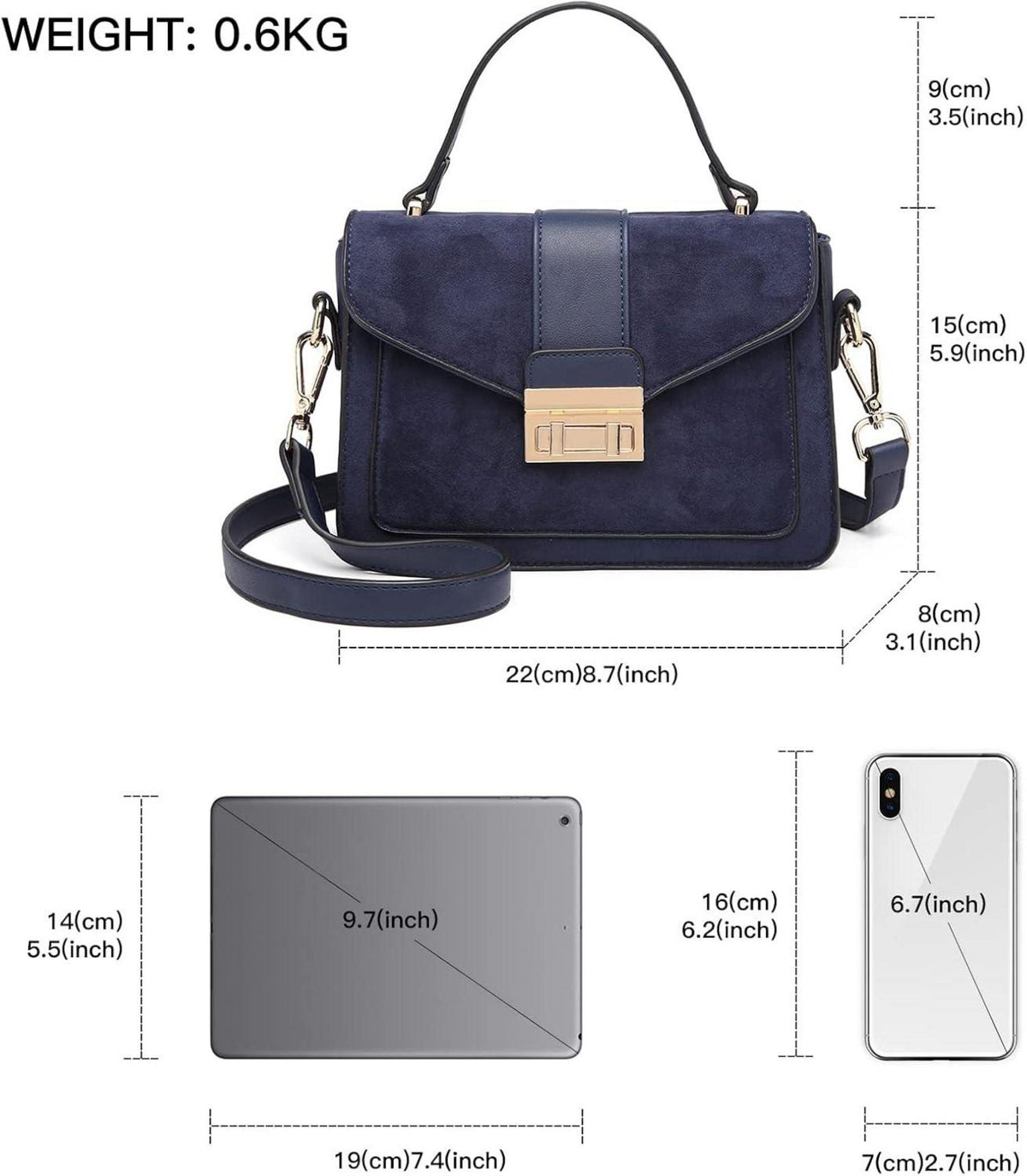 Miss Lulu Damen Handtasche Klein Schultertasche Umhängetasche Schwarz