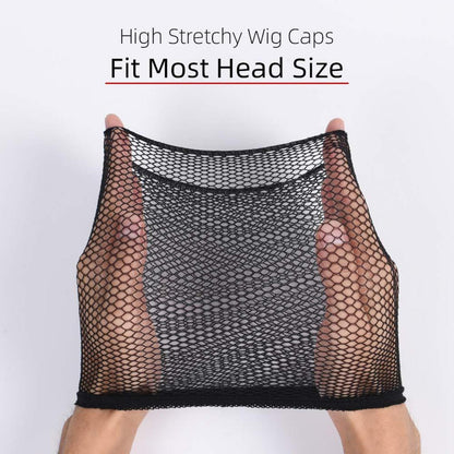 Schwarzes Nylon Mesh Perücke Kappen Set (4 Stk.) - Dehnbare