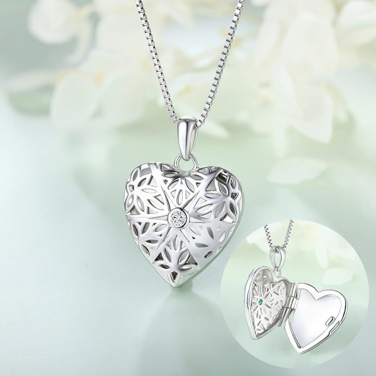 Personalisiertes Foto Medaillon Damen 925 Silber Herz
