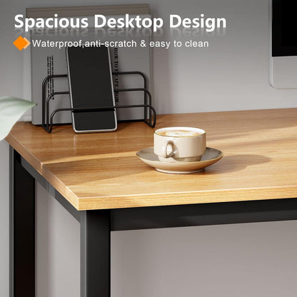 SogesHome Schreibtisch Workstation 120x60x75 cm Teak Schwarz E1 Graduiert