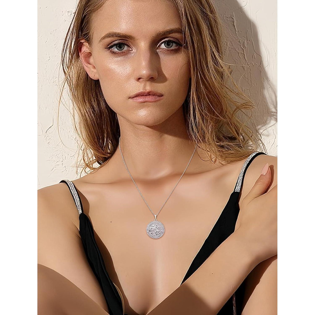 Heiliger Christophorus Kette 925 Sterling Silber, Schutz Talisman, 18 Zoll