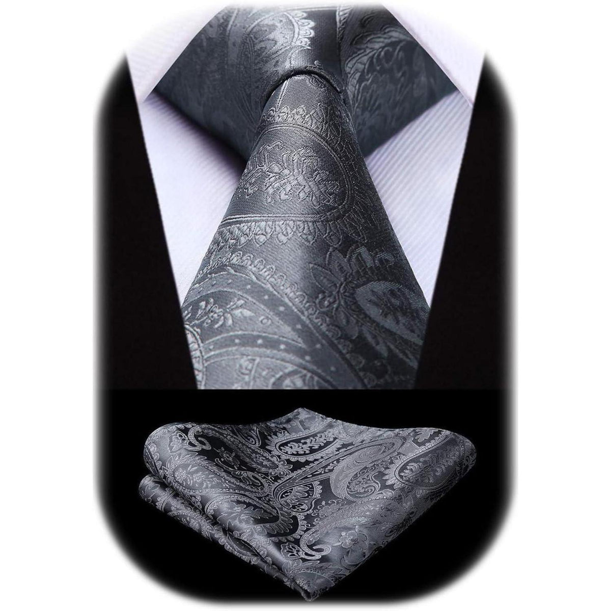 Krawatten-Set mit Einstecktuch für Herren, Paisley-Muster, verschiedene Farben