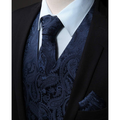Herren Anzugweste mit Krawatte & Einstecktuch, Paisley Floral