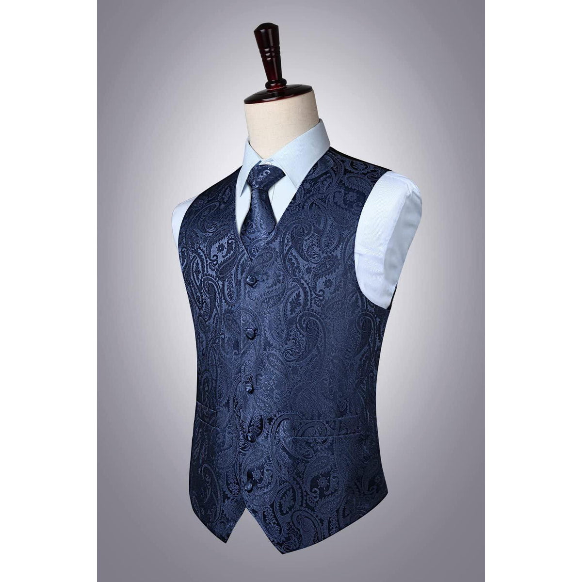 Herren Anzugweste mit Krawatte & Einstecktuch, Paisley Floral