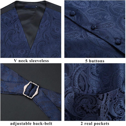 Herren Anzugweste mit Krawatte & Einstecktuch, Paisley Floral