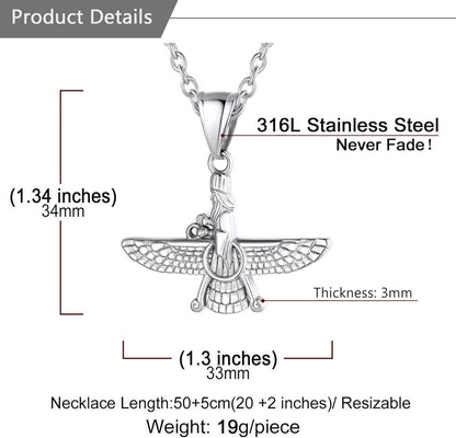 Faravahar Anhänger Halskette Edelstahl Zoroastrismus Amulett Iran Persisch