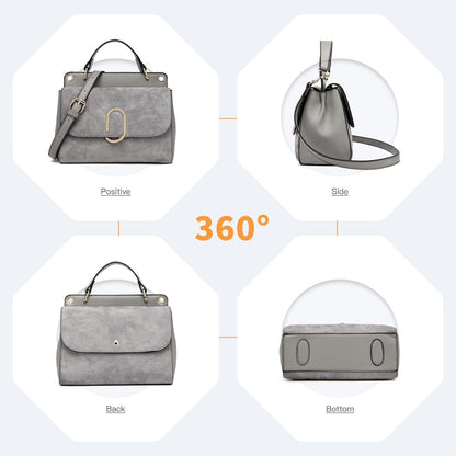 Elegante Damen Schultertasche Kunstleder Grau