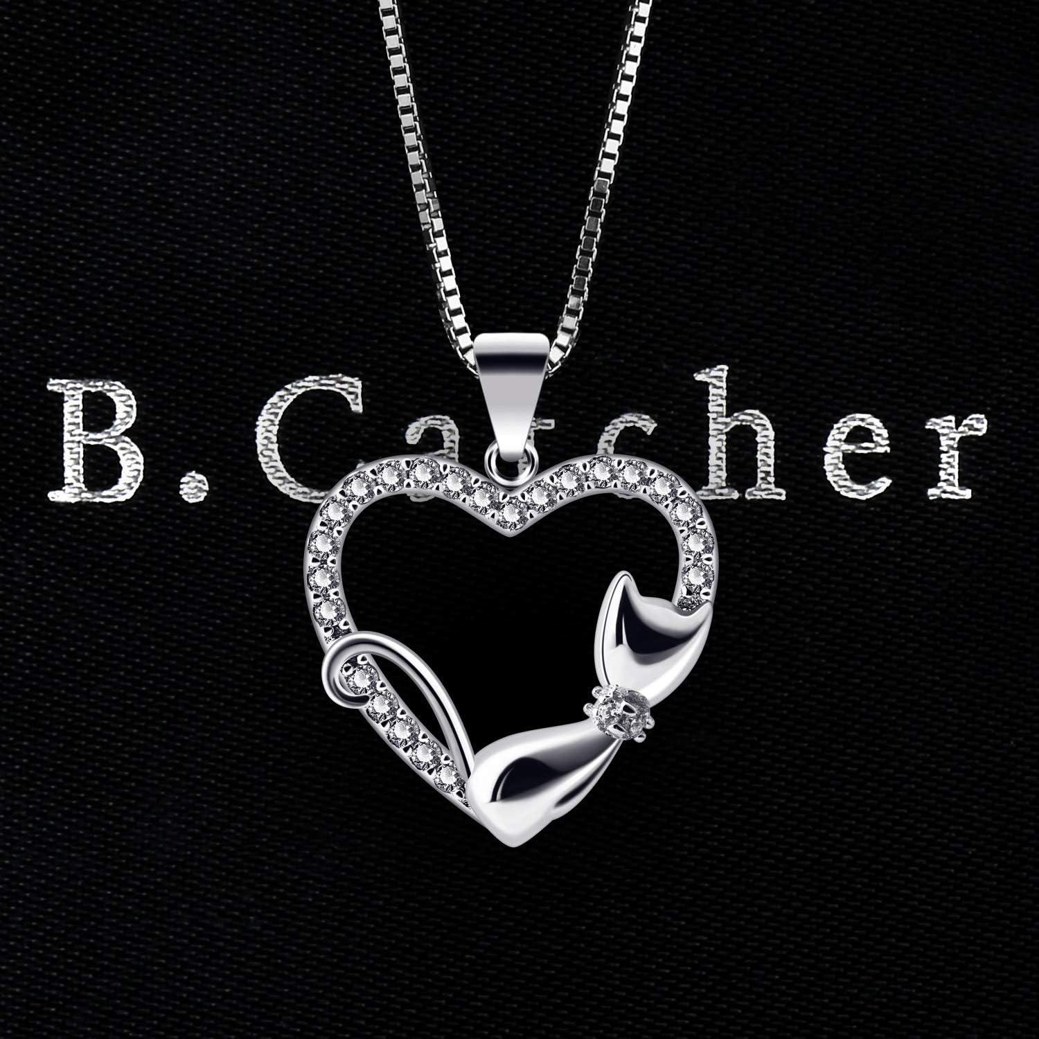 Damen Halskette Katze 925 Sterling Silber Weihnachtengeschenk 45CM