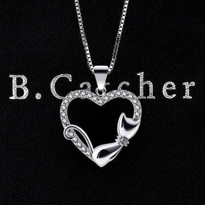 Damen Halskette Katze 925 Sterling Silber Weihnachtengeschenk 45CM