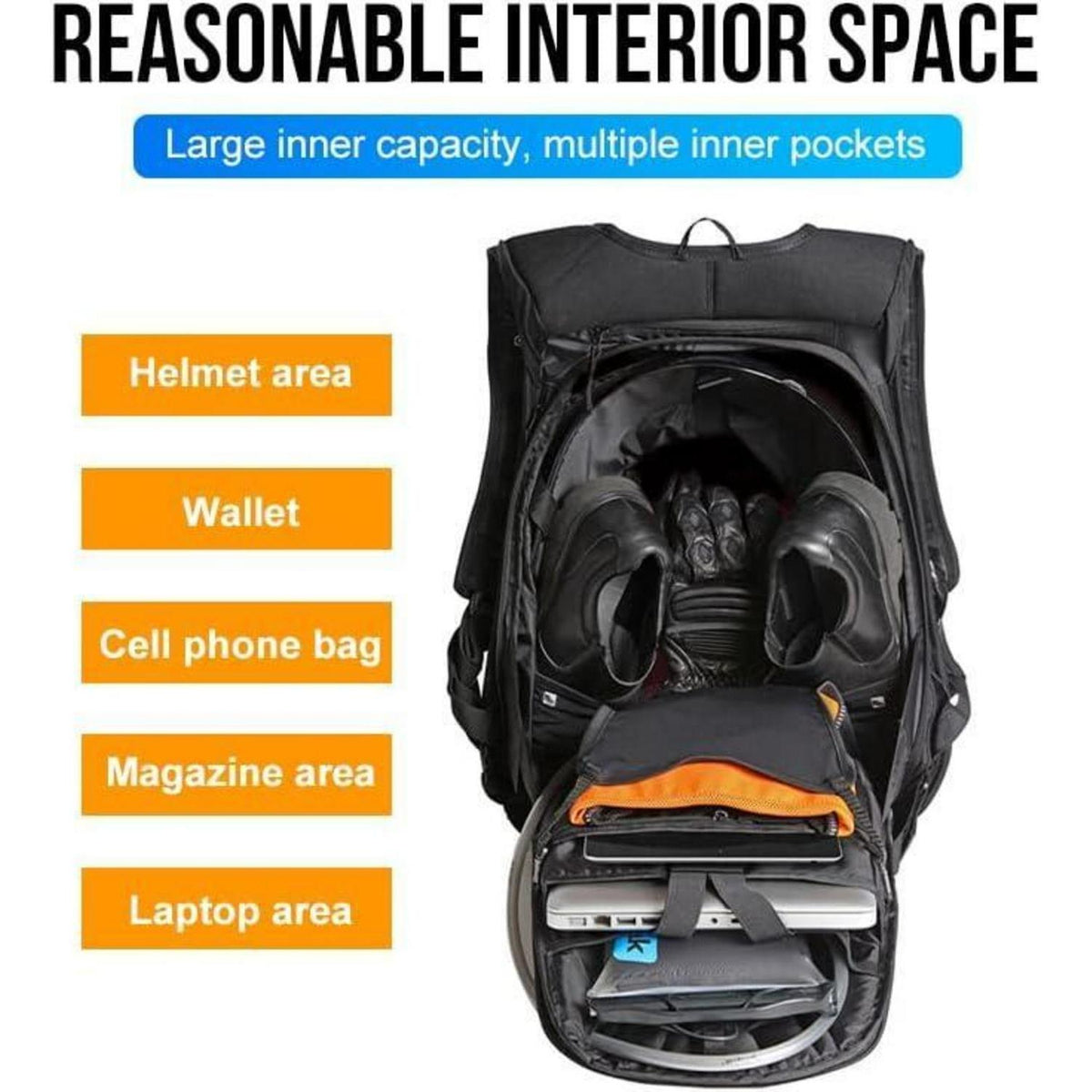 Motorrad Rucksack Helm Tasche Wasserdicht Kohlefaser Schwarz