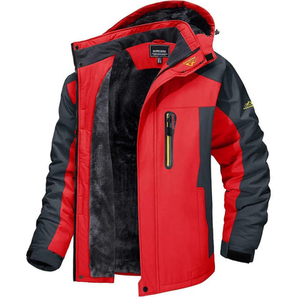 Herren Fleecejacke Winter Warm Gefüttert Skijacke Rot XXL