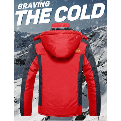 Herren Fleecejacke Winter Warm Gefüttert Skijacke Rot XXL