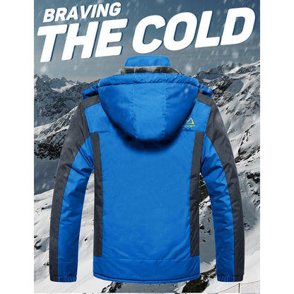 Herren Winterjacke warm gefüttert wasserdicht abnehmbare Kapuze Blau L