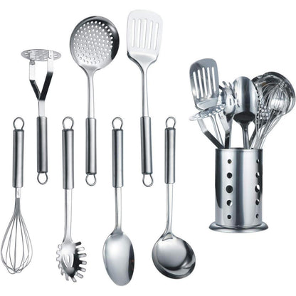Edelstahl Kochset 7-teilig mit Ständer und Utensilien Set