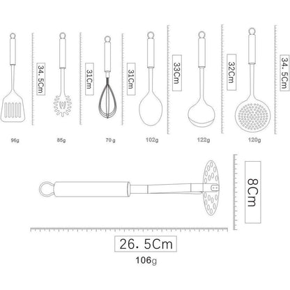 Edelstahl Kochset 7-teilig mit Ständer und Utensilien Set