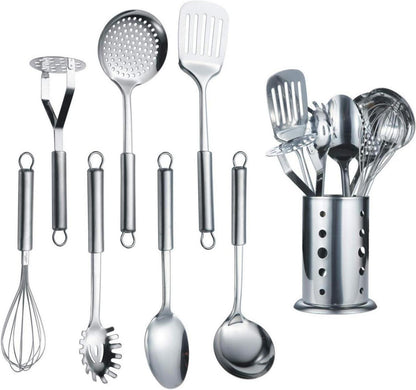 Edelstahl Kochset 7-teilig mit Ständer und Utensilien-Set