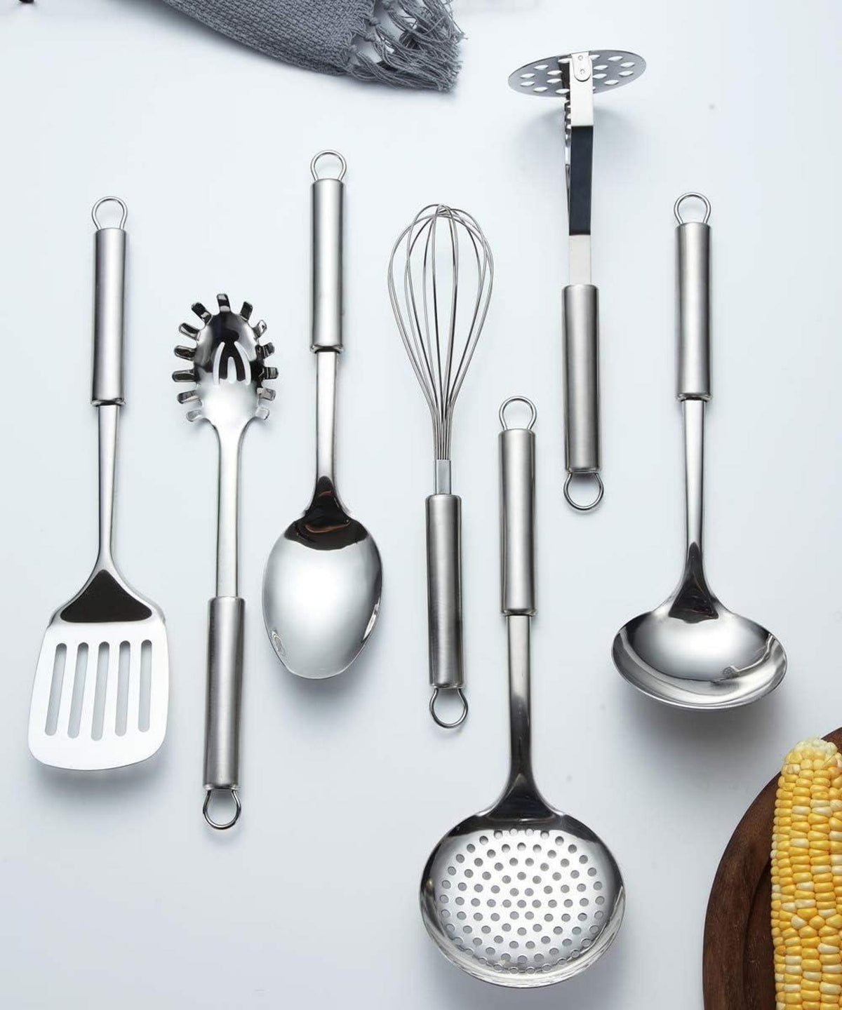Edelstahl Kochset 7-teilig mit Ständer Küchenutensilien-Set