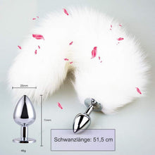 Analplug Edelstahl mit Fuchsschwanz Ø25mm weiß Erotik