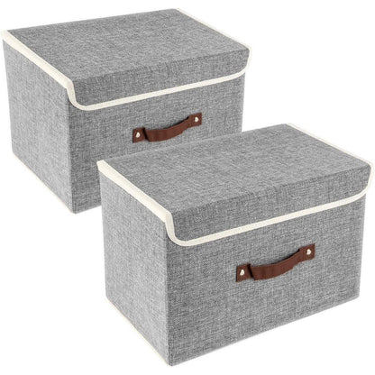 Faltbare Aufbewahrungsbox mit Deckel Stoff Grau 38x25x25 cm